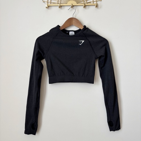 Gymshark Vital Crop Top Small Black Long Sleeve - Picture 2 of 7